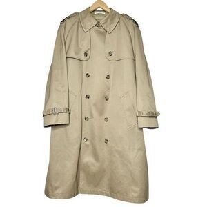 Misty Harbor Trench Coat sz 42 Double Breasted Belted‎ Down Liner Long Rain Coat